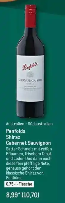 METRO Australien-südaustralien Penfolds Shiraz Cabernet Sauvignon Angebot