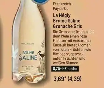 METRO Frankreich Pays D'oc La Négly Brume Saline Grenache Gris Angebot