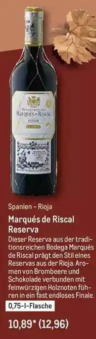 METRO Spanien-rioja Marquésde Riscal Reserve Angebot