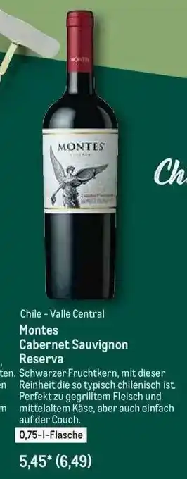 METRO Chile-valle Central Montes Cabernet Sauvignon Reserva Angebot