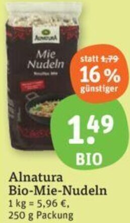 tegut Alnatura Bio-Mie-Nudeln 250 g Packung Angebot