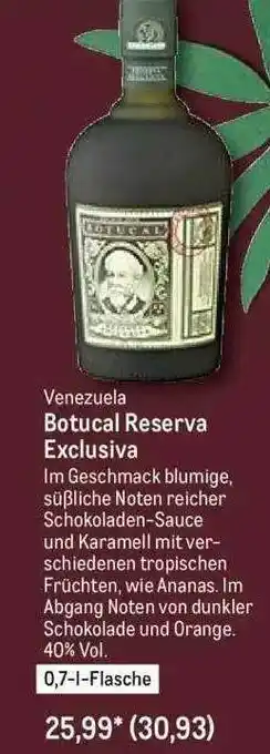 METRO Venezuela Botucal Reserva Exclusiva Angebot