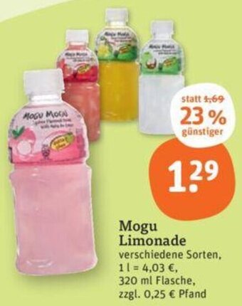 tegut Mogu Limonade 320 ml Flasche Angebot