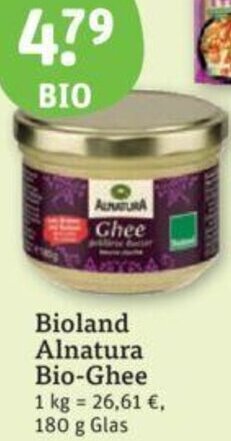 tegut Bioland Alnatura Bio-Ghee 180 g Glas Angebot