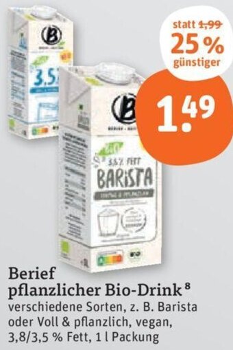 tegut Berief pflanzlicher Bio-Drink 1 L Packung Angebot