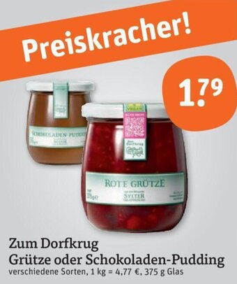 tegut Zum Dorfkrug Grütze oder Schokoladen-Pudding 375 g Glas Angebot