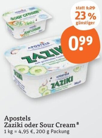tegut Apostels Zaziki oder Sour Cream 200 g Packung Angebot