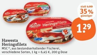 tegut Hawesta Heringsfilets 200 g Dose Angebot