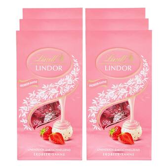 Netto Marken-Discount Lindt lindor erdbeer sahne 100 g, 6er pack Angebot