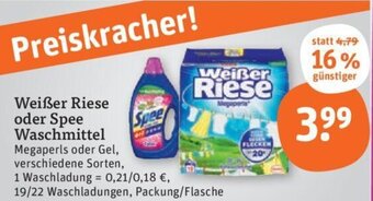 tegut Weißer Riese oder Spee Waschmittel 19/22 Waschladungen Angebot