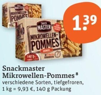 tegut Snackmaster Mikrowellen-Pommes 140 g Packung Angebot