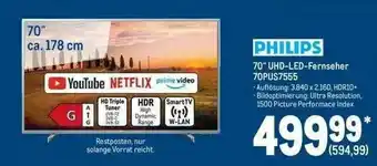 METRO Philips 70”uhd Led Fernseher 70pus7555 Angebot