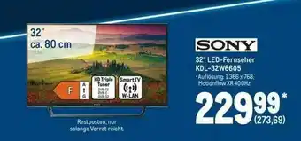 METRO Sony 32” Led Fernseher KDL-32W6605 Angebot