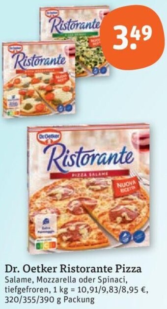 tegut Dr. Oetker Ristorante Pizza 320/355/390 g Packung Angebot