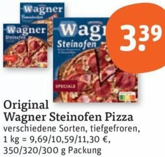 tegut Original Wagner Steinofen Pizza 350/320/300 g Packung Angebot