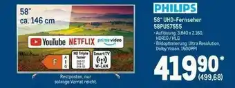 METRO Philips 58” Uhd Fernseher 58PUS7555 Angebot