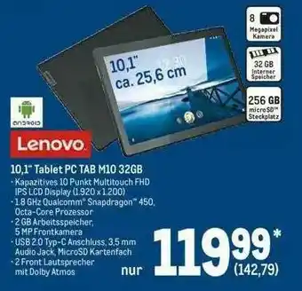 METRO Lenovo 10,1” Tablet Pc Tab M10 32gb Angebot