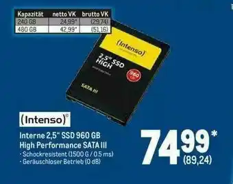 METRO Intenso Interne 2,5 Ssd 960 Gb High Performance Sata Lll Angebot