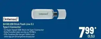 METRO Inteso 64 Gb Usb Stick Flash Line 3.1 Type C Connector Angebot