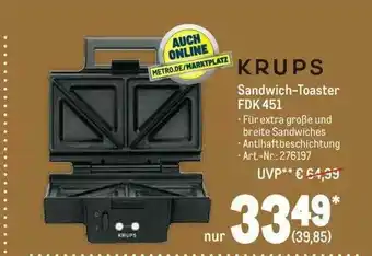 METRO Krups Sandwich Toaster Fdk 451 Angebot