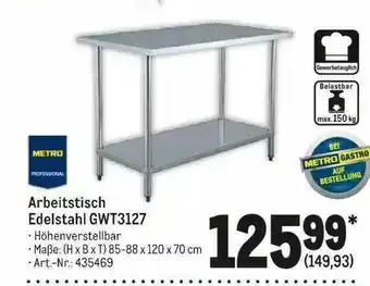 METRO Metro Professional Arbeitstisch Edelstahl Gwt3127 Angebot