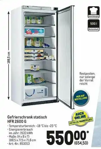 METRO Gefrierschrank Hfr 2600g Angebot