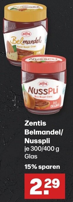 Handelshof Zentis Belmandel/ Nusspli 300/400 g Glas Angebot