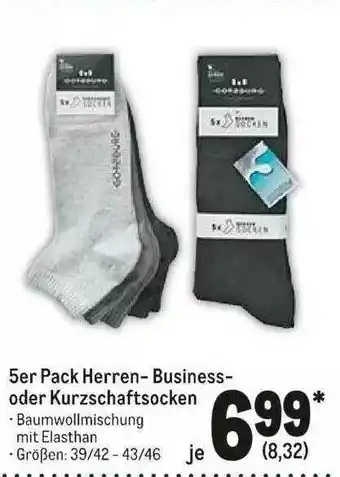 METRO 5er Pack Herren- Business- Oder Kurzschaftsocken Angebot