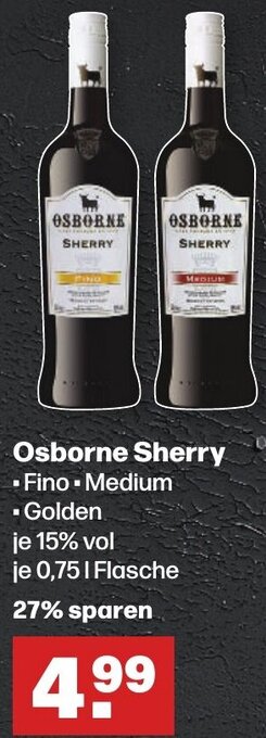 Handelshof Osborne Sherry 0,75 L Flasche Angebot