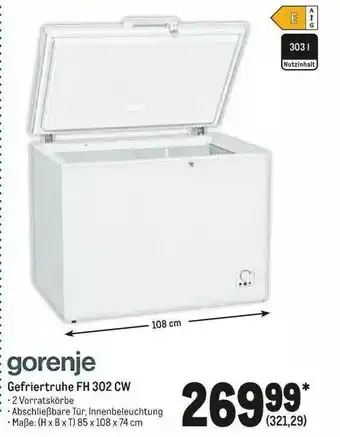 METRO Gorenje Gefriertruhe Fh 302cw Angebot