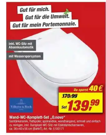 toom Baumarkt Villeroy & Boch Wand-wc-komplett-set „o.novo” Angebot