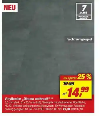 toom Baumarkt Vinylboden „olcana Anthrazit” Angebot