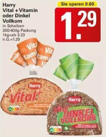 WEZ Harry Vital + Vitamin oder Dinkel Vollkorn 300/400 g Packung Angebot