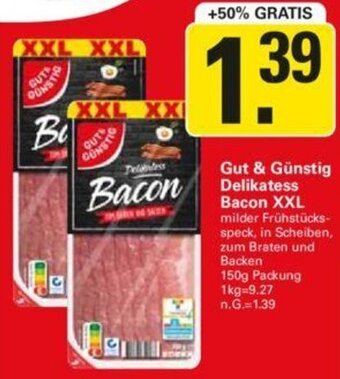 WEZ Gut & Günstig Delikatess Bacon XXL 150 g Packung Angebot