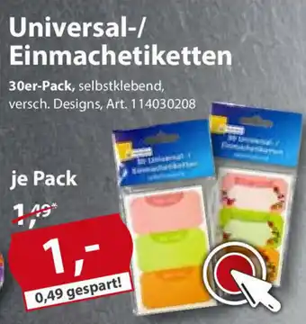 Sonderpreis Baumarkt Universal/Einmachetiketten Angebot