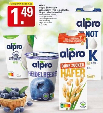 WEZ Alpro Soya, Skyr-Style, Absolutely, This is not Milk, Soya oder Haferdrink 350/400g Becher oder 1Ltr. Packung Angebot