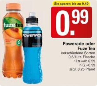 WEZ Powerade oder Fuze Tea 0,5/1Ltr. Flasche Angebot