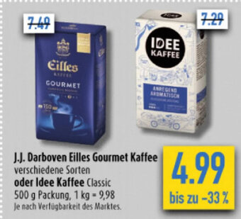 diska J.J. Darboven Eilles Gourmet Kaffee oder Idee Kaffee Classic 500 g Angebot