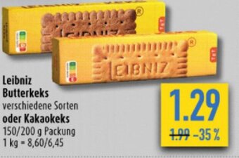 diska Leibniz Butterkeks verschiedene Sorten oder Kakaokeks 150/200 g Angebot