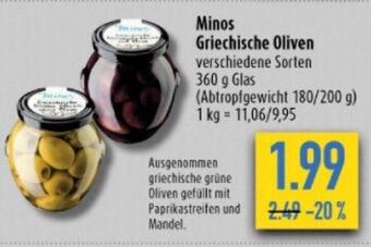 diska Minos Griechische Oliven 360g Angebot