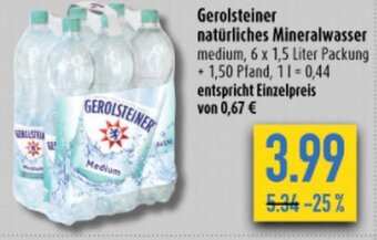 diska Gerolsteiner natürliches Mineralwasser 6*1.5L Angebot