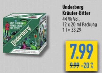 diska Underberg Kräuter-Bitter 44 % Vol. 12 x 20 ml Angebot