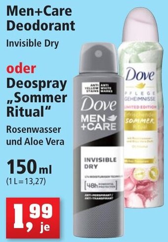 Thomas Philipps Dove Men+Care Deodorant oder Deospray Sommer Ritual 150 ml Angebot