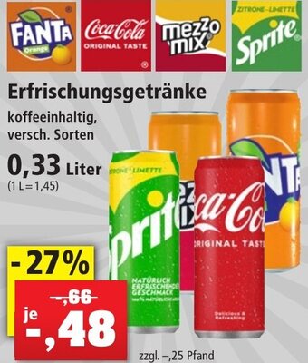 Thomas Philipps Fanta, Coca-Cola, Mezzo Mix, Sprit Erfrischungsgetränke 0,33 Liter Angebot