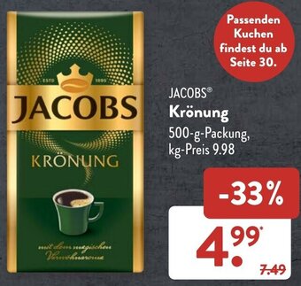 Aldi Süd JACOBS Krönung 500-g-Packung Angebot