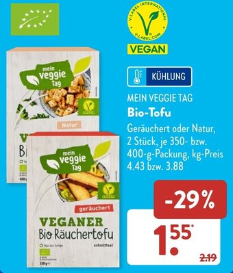 Aldi Süd MEIN VEGGIE TAG Bio-Tofu 350-400 g-Packung Angebot