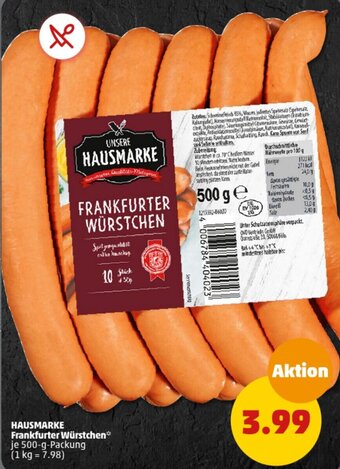 PENNY HAUSMARKE Frankfurter Würstchen 500 g Packung Angebot