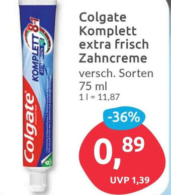 Budni Colgate Komplett extra frisch Zahncreme versch. Sorten 75ml Angebot