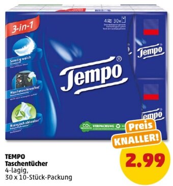 PENNY TEMPO Taschentücher 30 x 10 Stück Packung Angebot