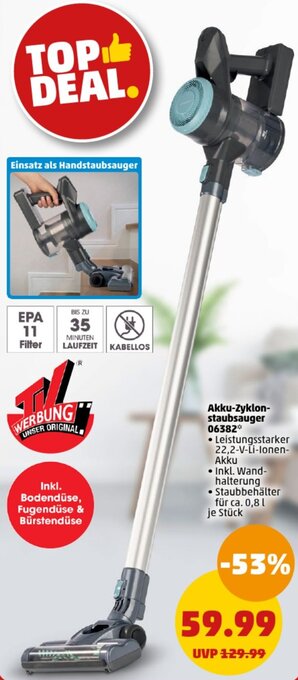 PENNY Akku-Zyklonstaubsauger 06382 Angebot